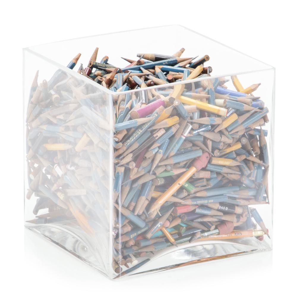 Square Glass Jar of Short Pencils