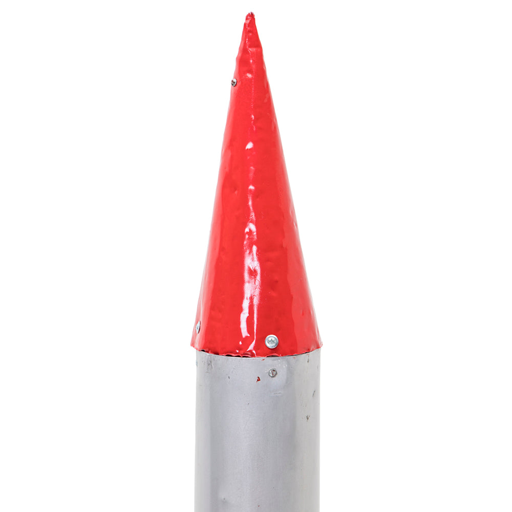 Silver & Red Metal Rocket Sculpture