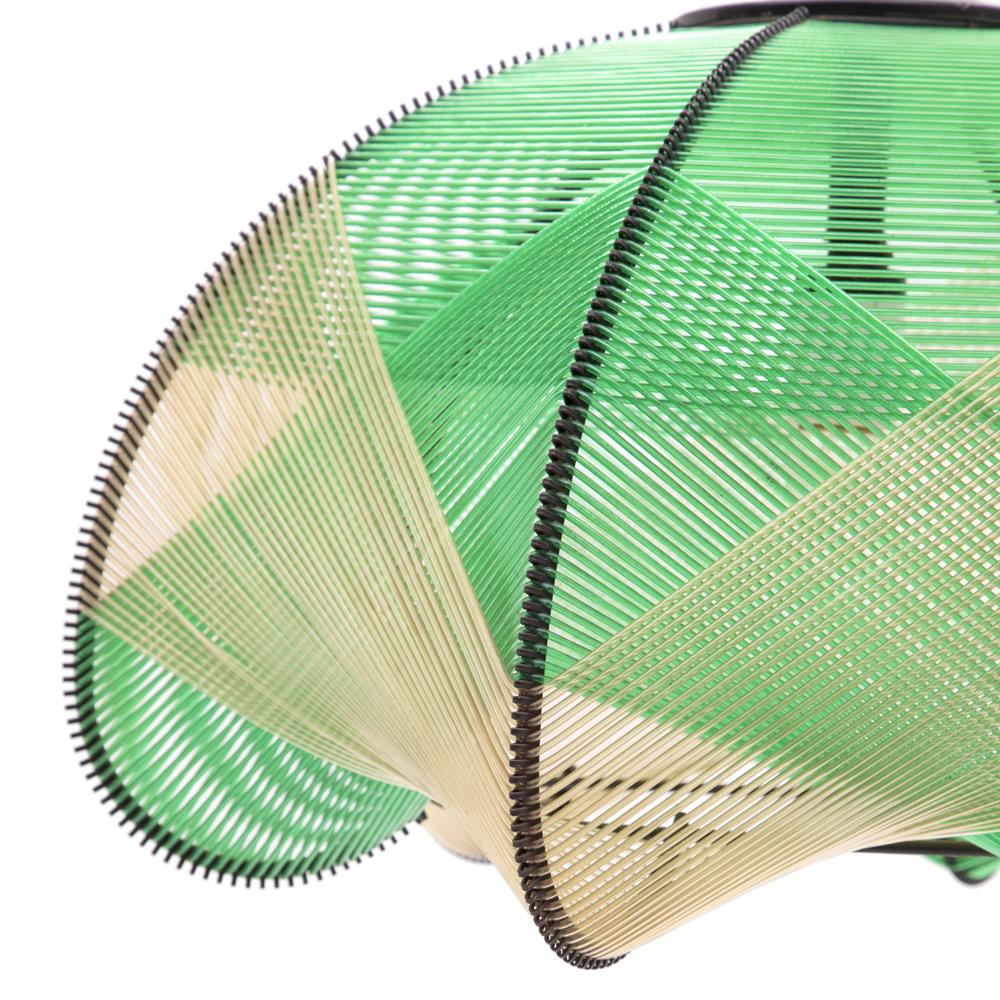 Green + White Woven String Pendant Lamp