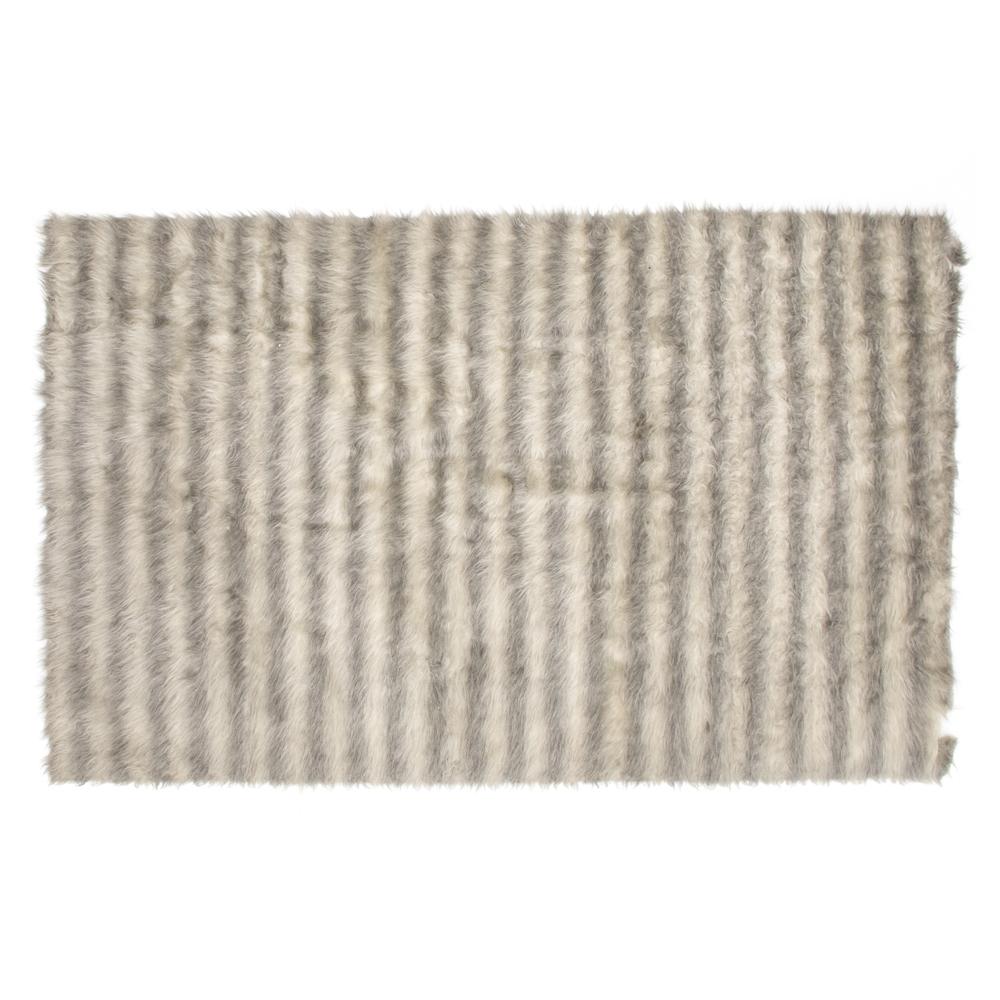 Grey and Beige Furry Rug