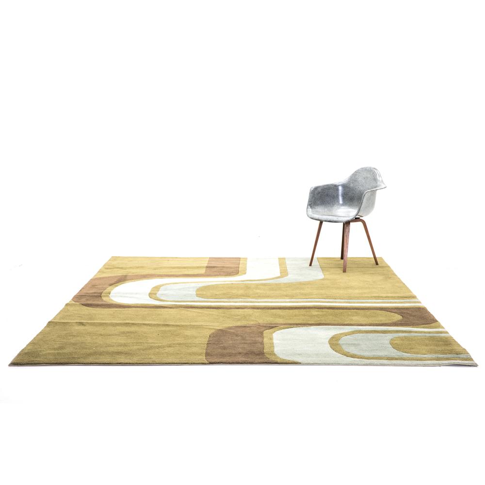 Large Green and Brown Graphic Arch Rug
