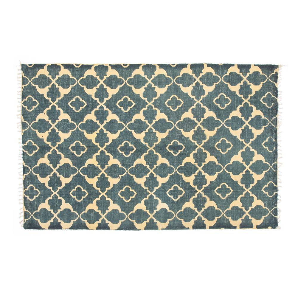 Graphic Indigo Patterned Rug