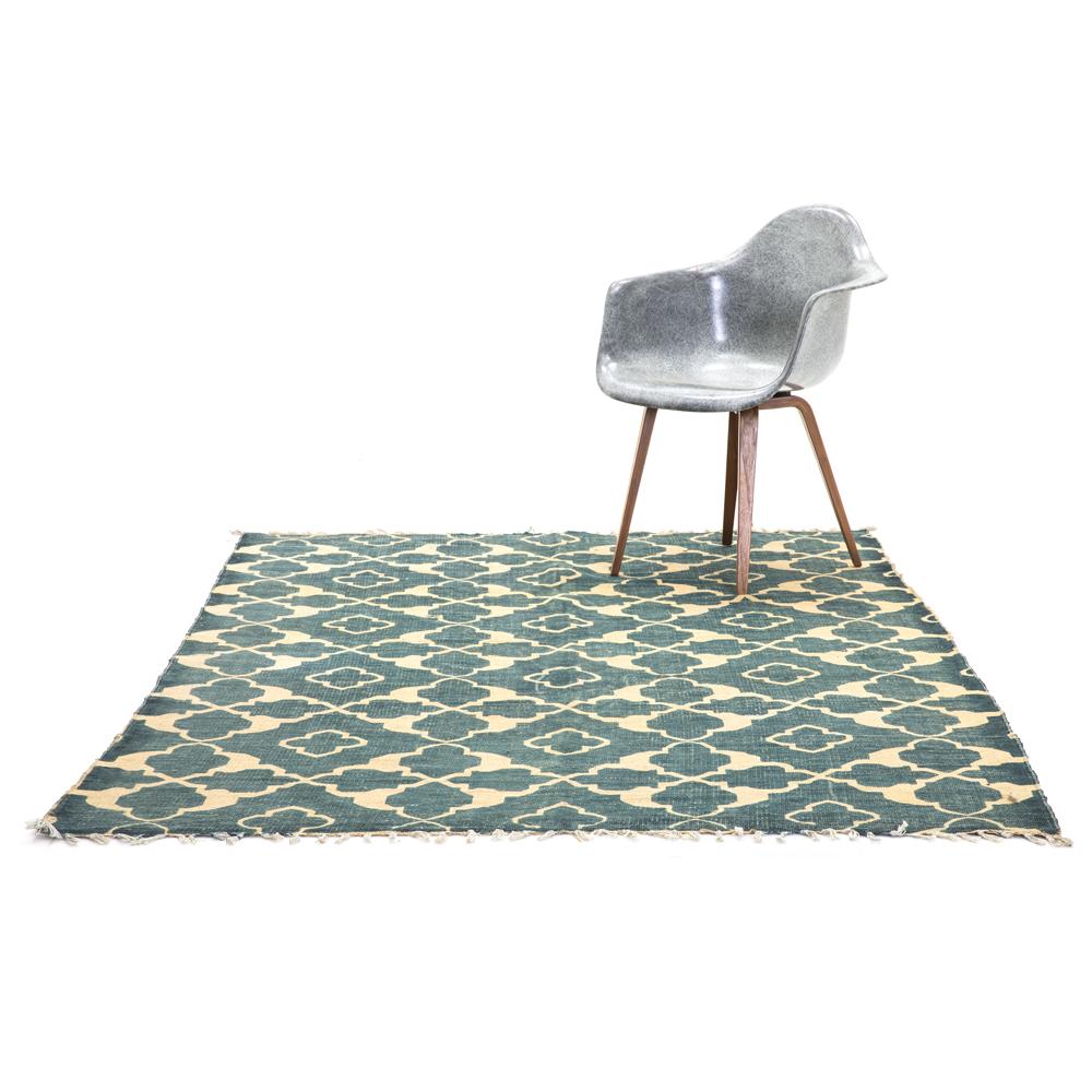Graphic Indigo Patterned Rug
