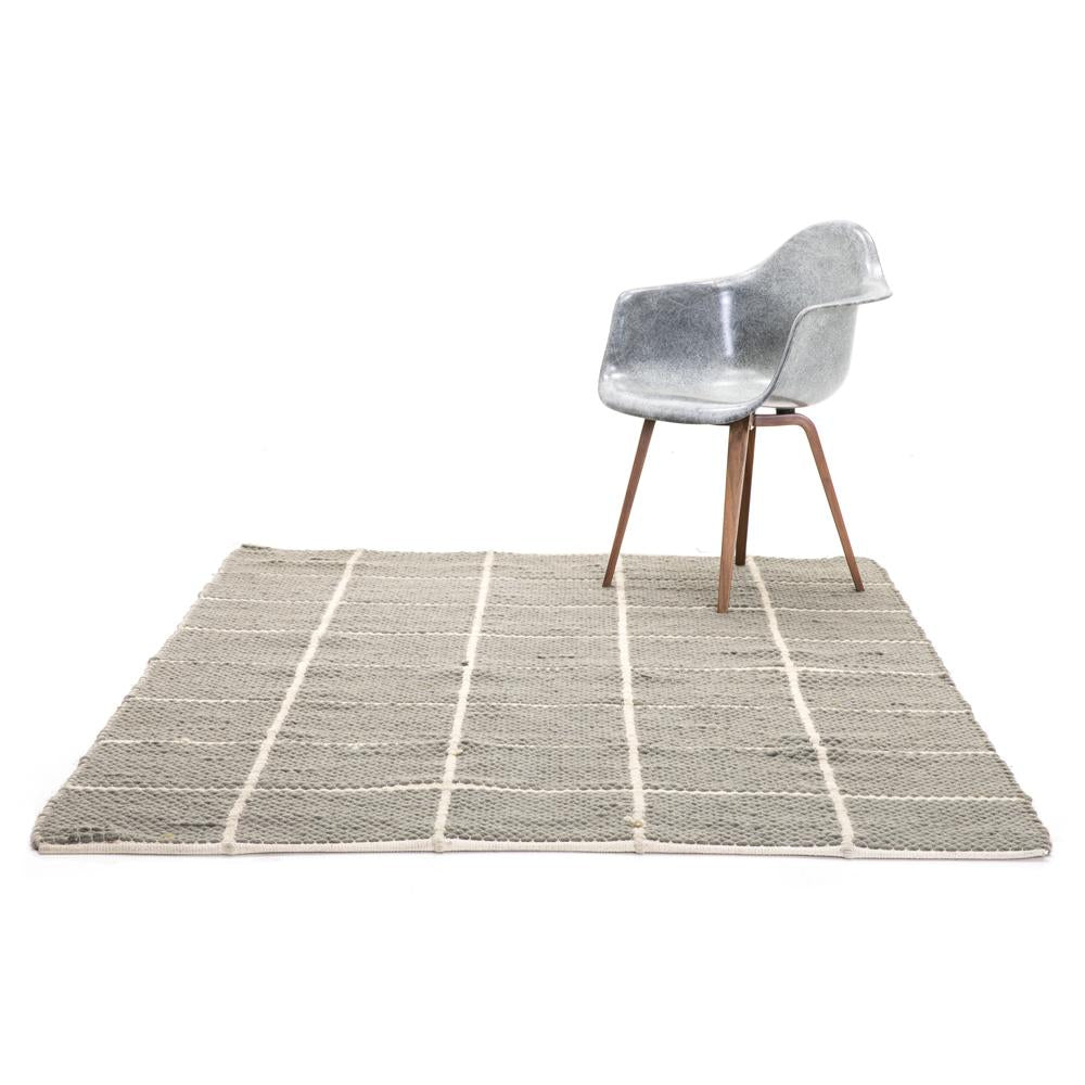 Grey and Cream Cross Hatch Rug