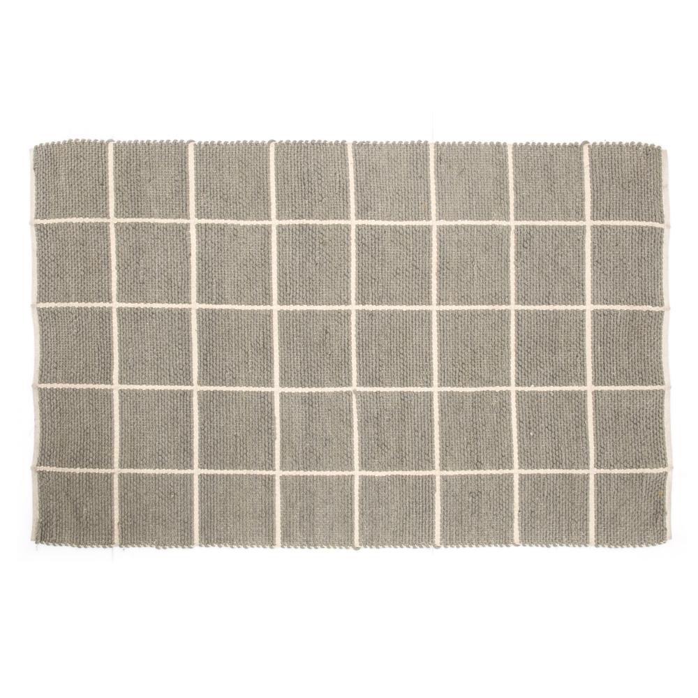 Grey and Cream Cross Hatch Rug