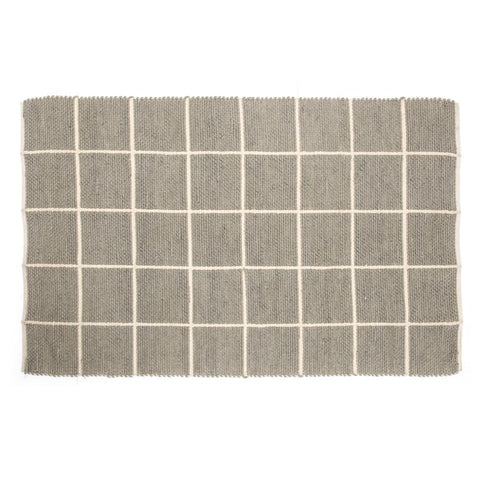 Grey and Cream Cross Hatch Rug