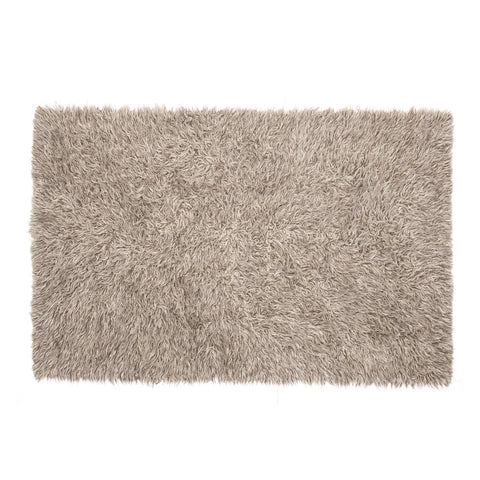 Cream & Brown Furry Shag Rug