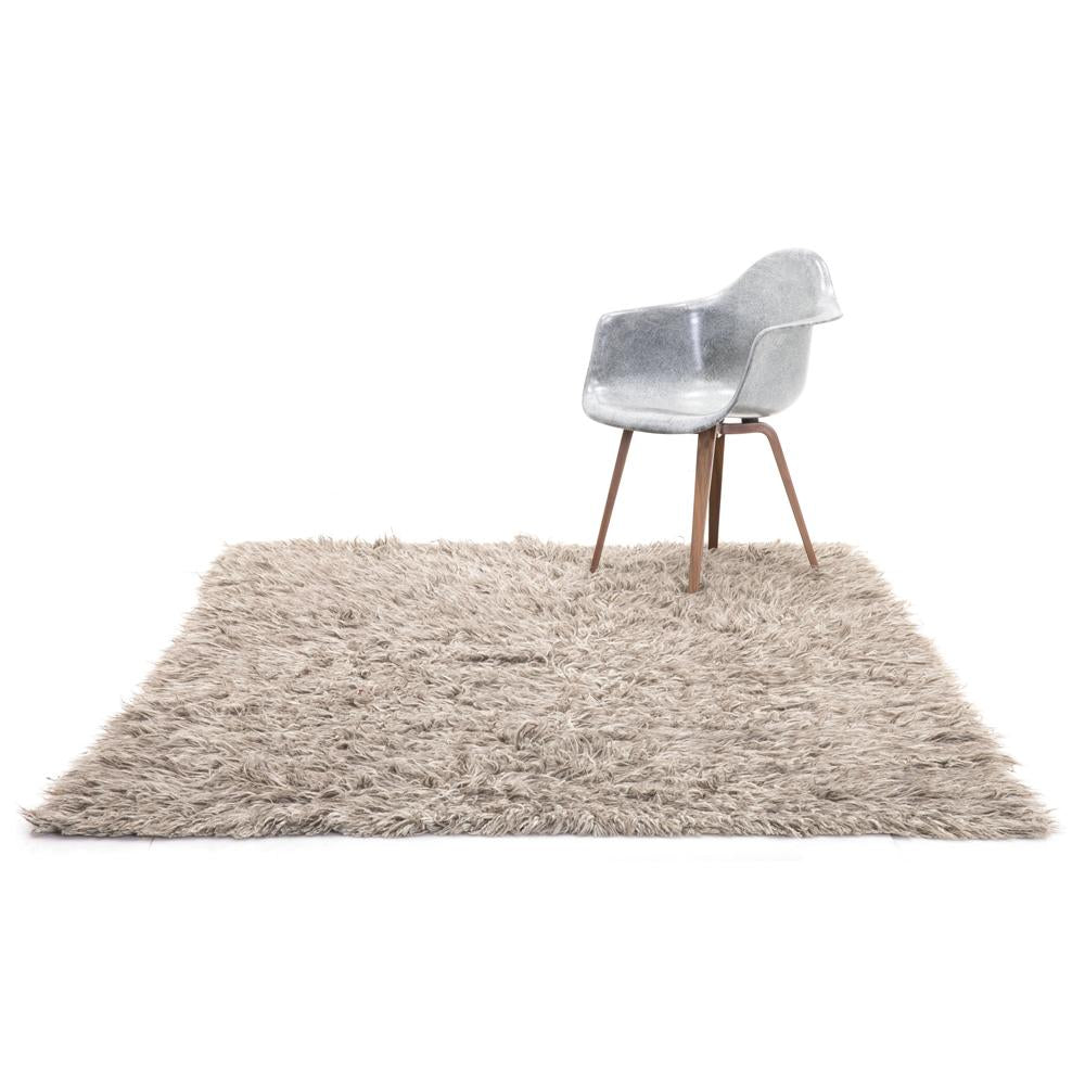 Cream & Brown Furry Shag Rug