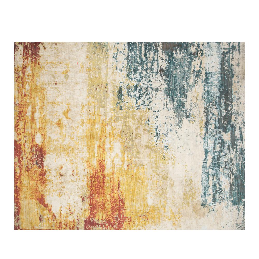 Large Abstract Rainbow Pixel Rug