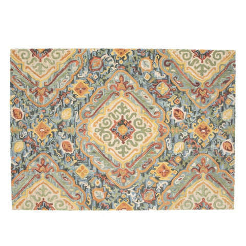 Boho Colorful Diamond Swirl Pattern Rug