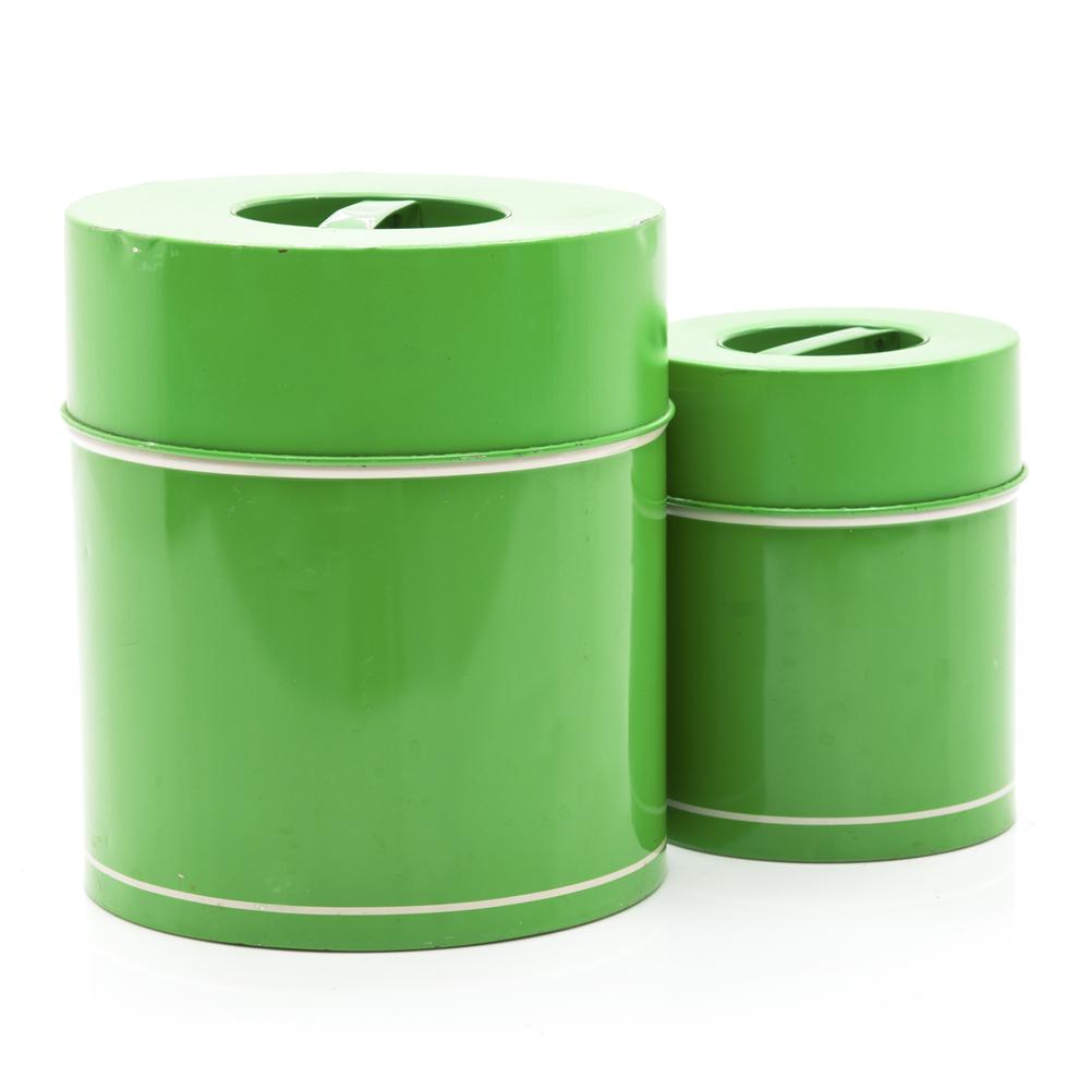 Canisters Set of 2 - Green w Green Lid