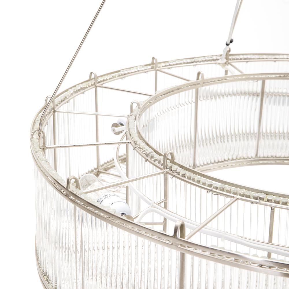 Modern Chrome + Glass Ring Chandelier