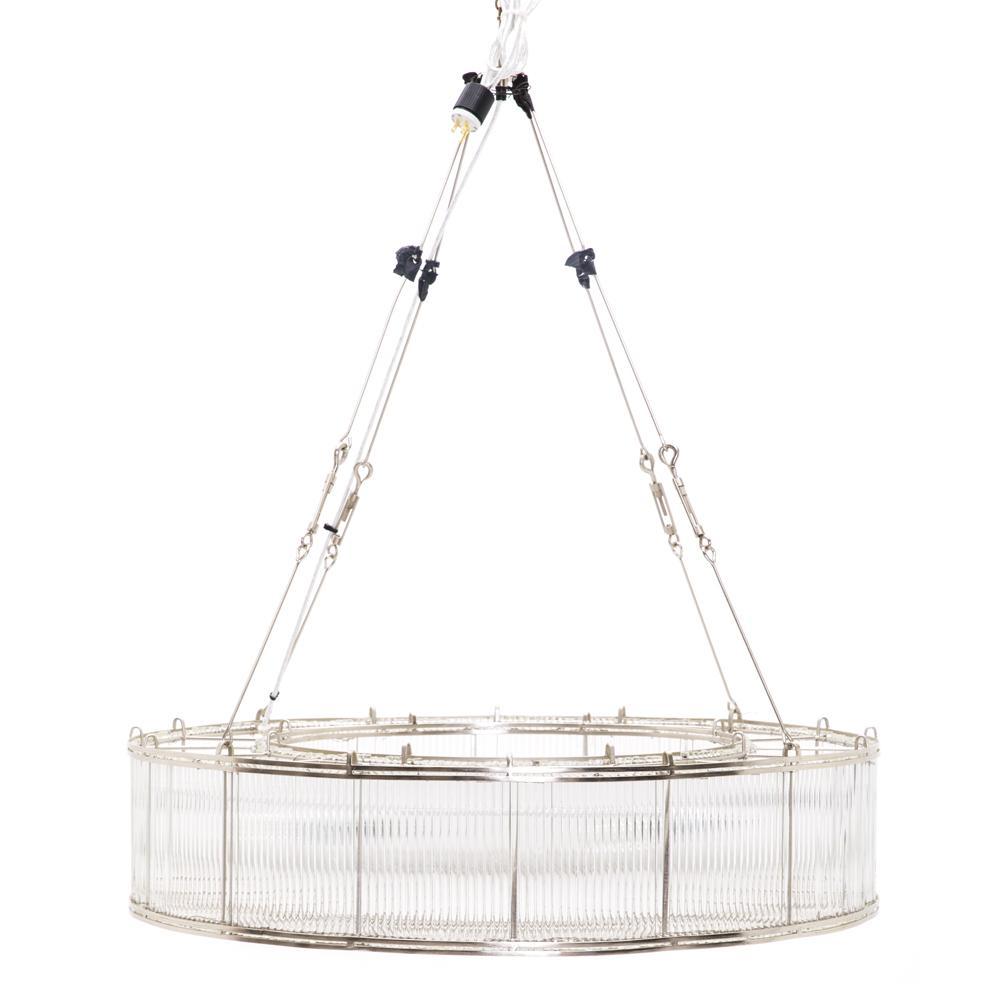 Modern Chrome + Glass Ring Chandelier