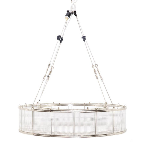 Modern Chrome + Glass Ring Chandelier
