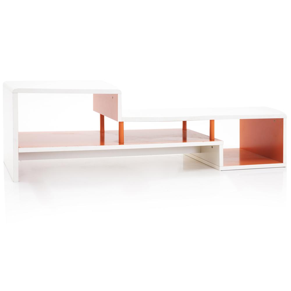 White and Orange Coffee Table Media Shelf