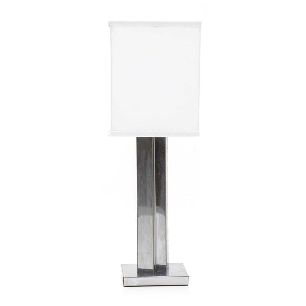 Silver Bevelled Table Lamp