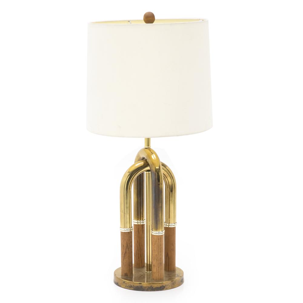Brass and Wood Loops Table Lamp