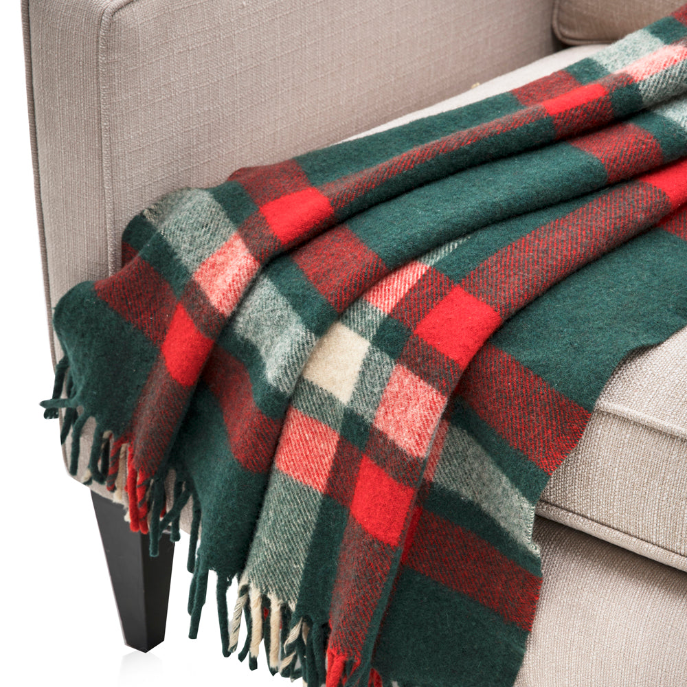 Green and Red Tartan Throw