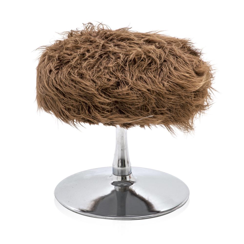 Brown Shag and Chrome Stool
