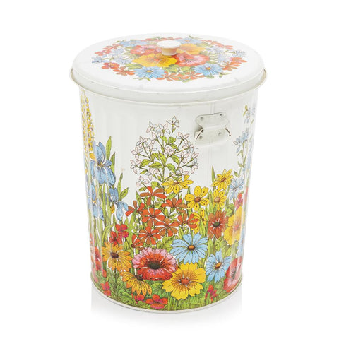 Cylinder Floral Trash Can
