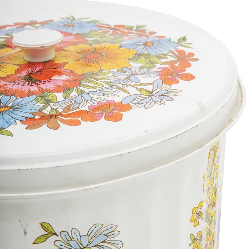 Cylinder Floral Trash Can