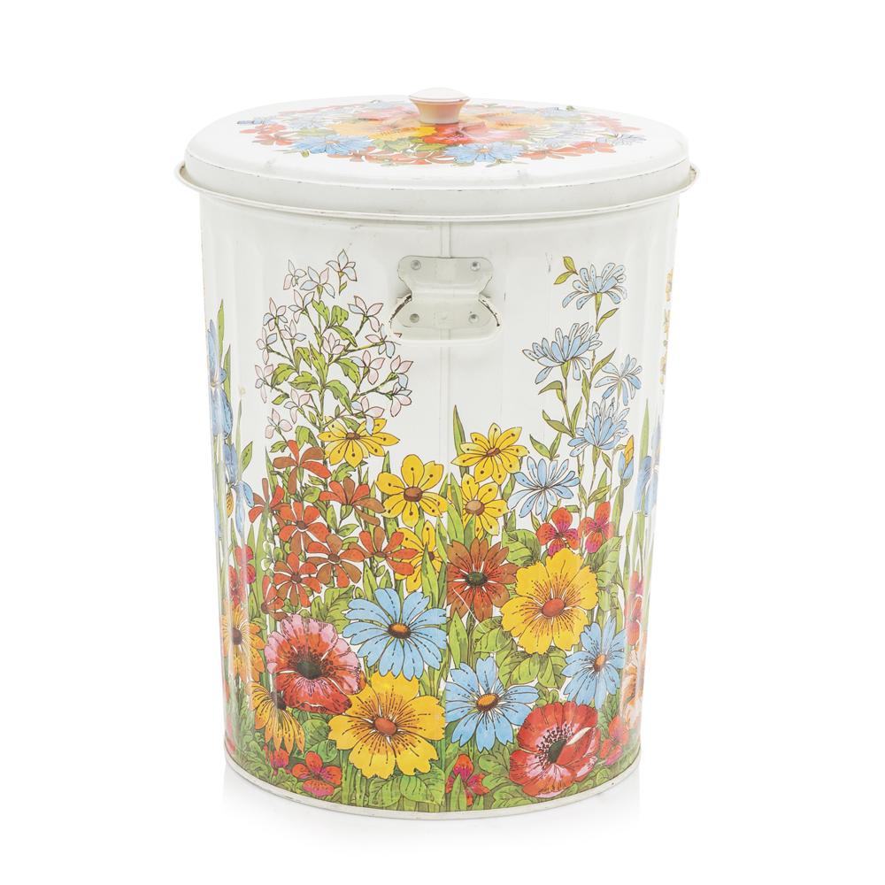 Cylinder Floral Trash Can