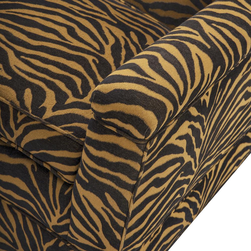 Long Black & Gold Tiger Print Sofa