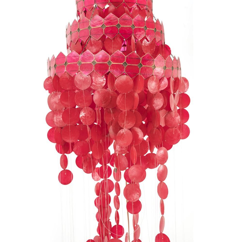 Huge Red Capiz Shell Hanging Pendant