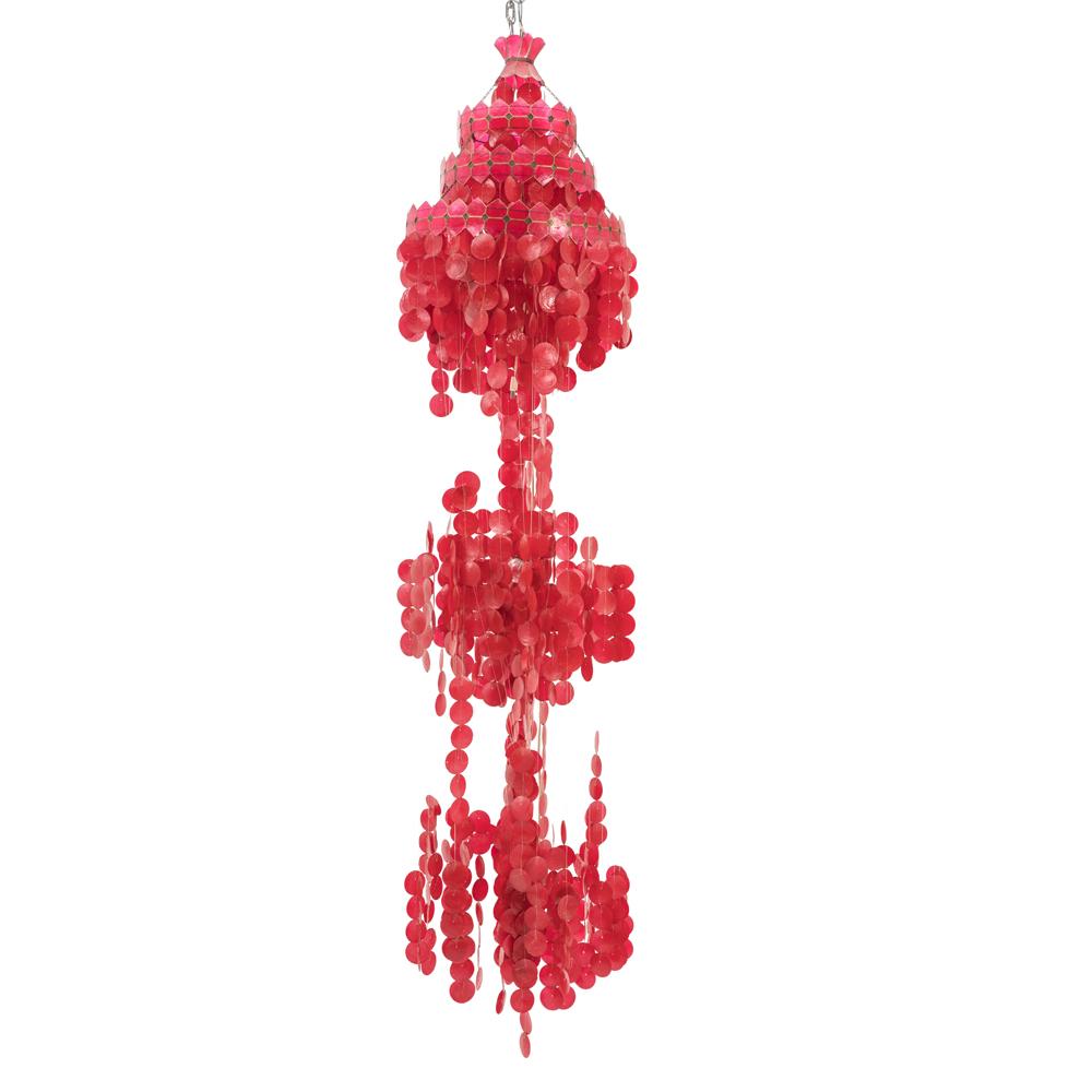 Huge Red Capiz Shell Hanging Pendant