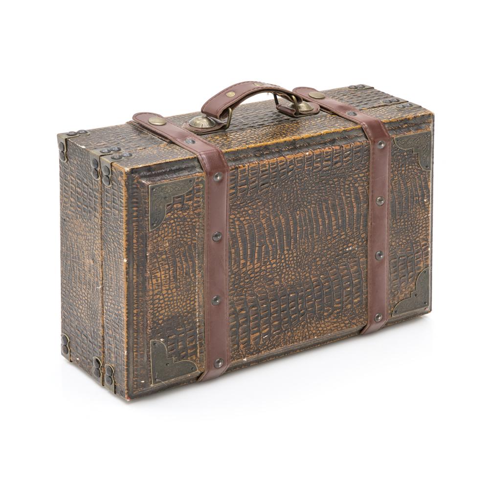 Alligator Skin Suitcase With Leather Straps - Small
