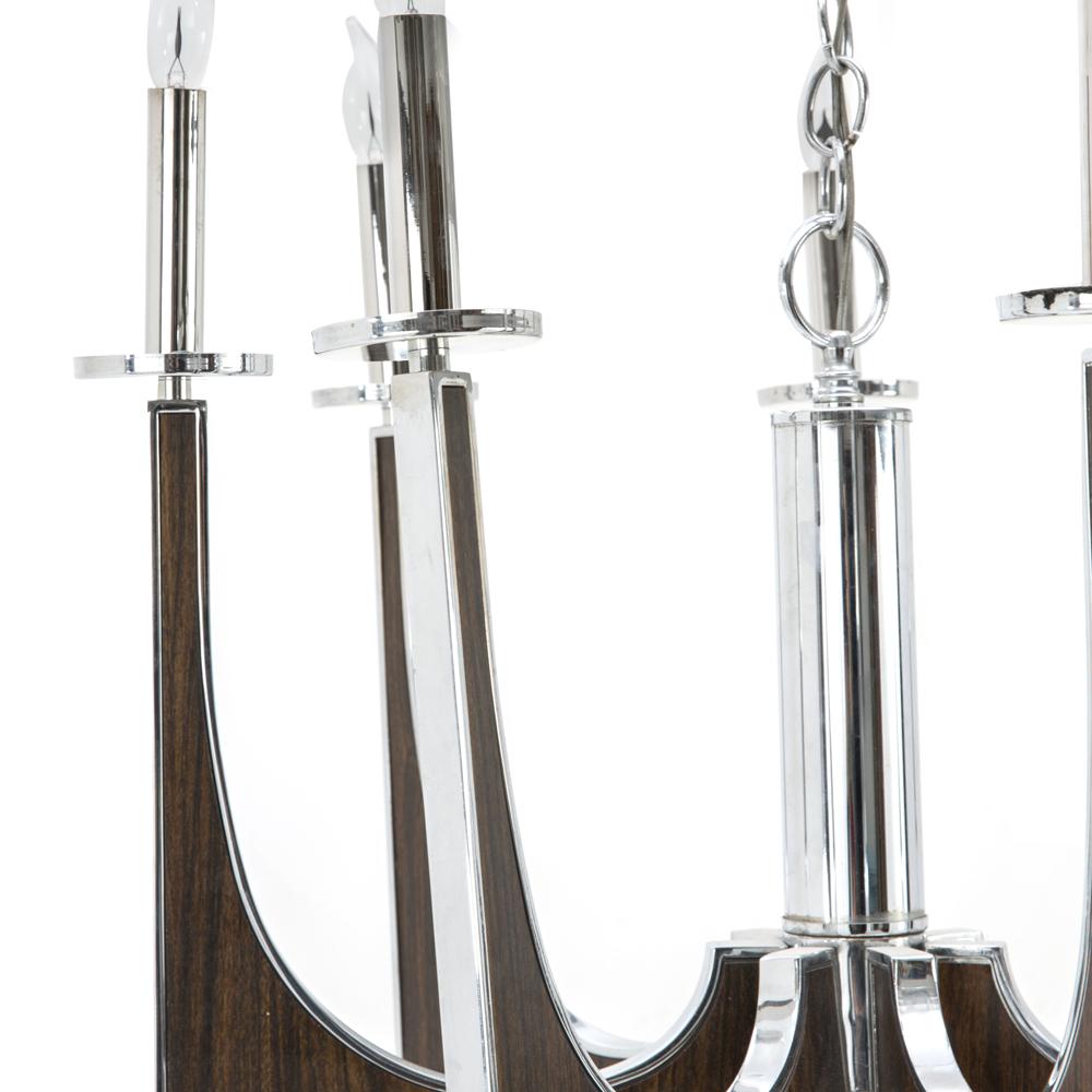 Wood and Chrome Grain Chandelier