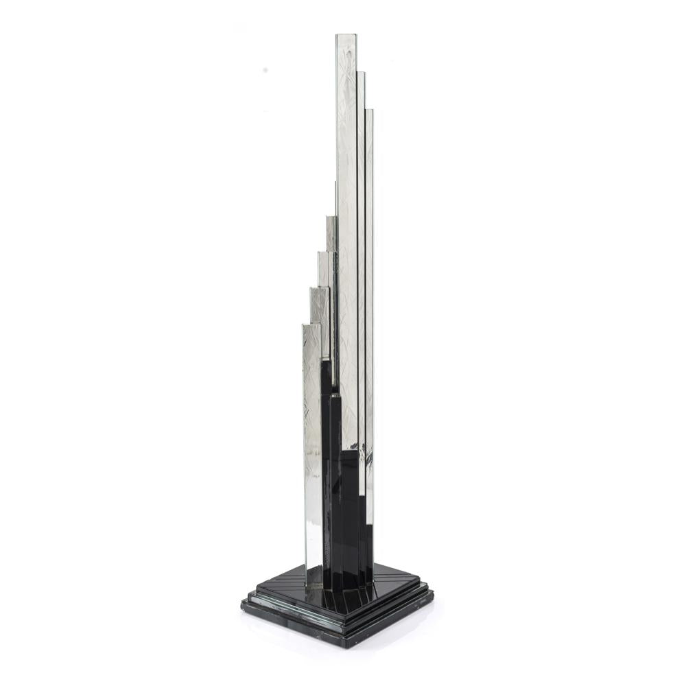 Chrome and Black 53" Tall Pinnacle Modern Sculpture