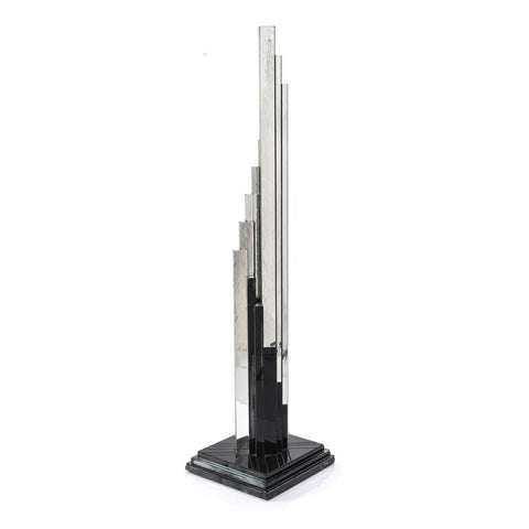 Chrome and Black 53" Tall Pinnacle Modern Sculpture