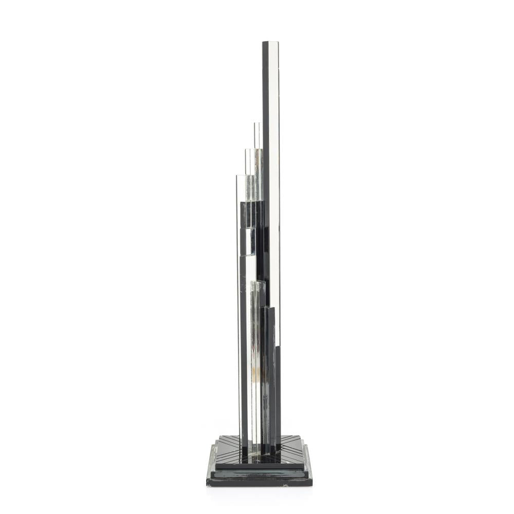 Chrome and Black 53" Tall Pinnacle Modern Sculpture