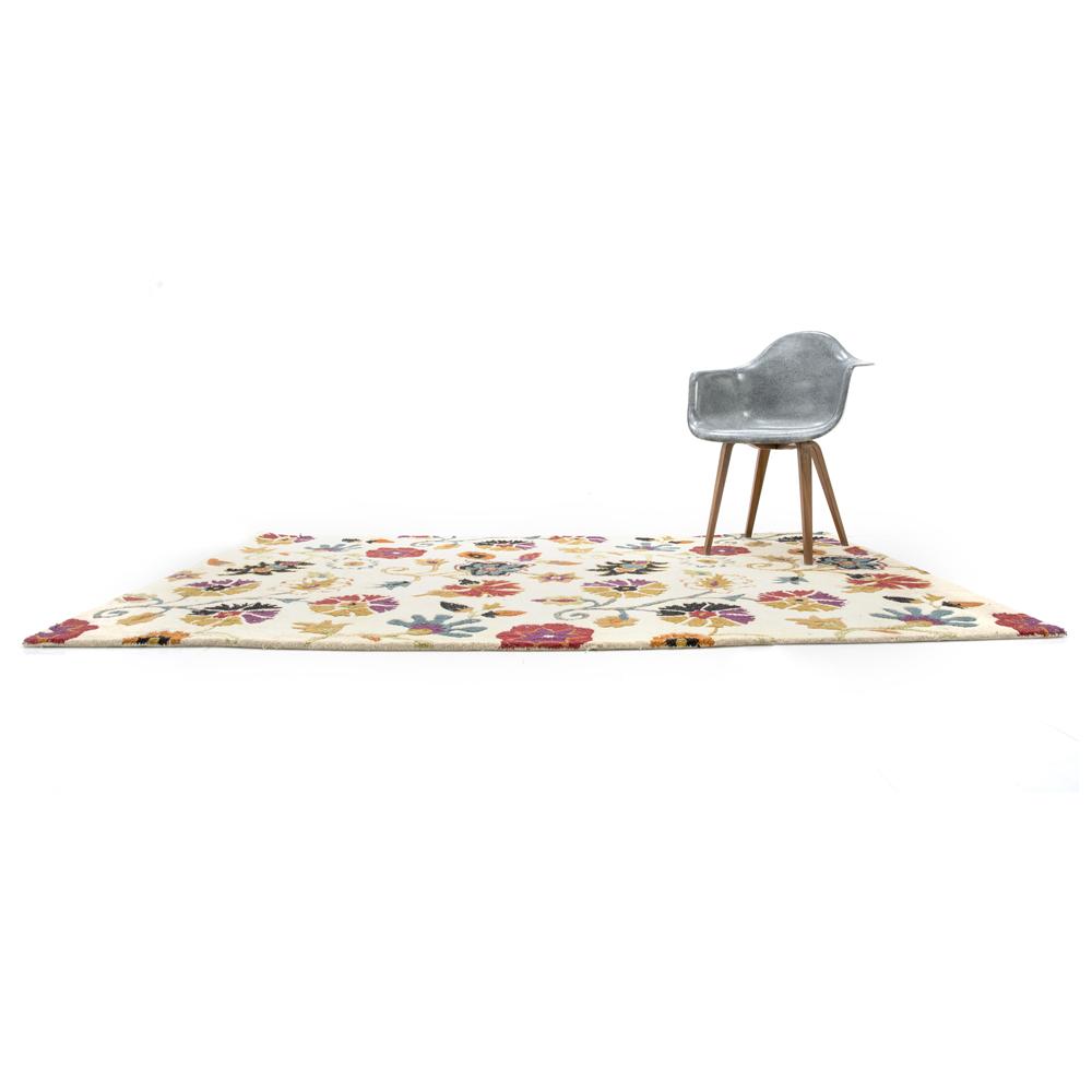 Modern Cream & Colorful Floral Rug