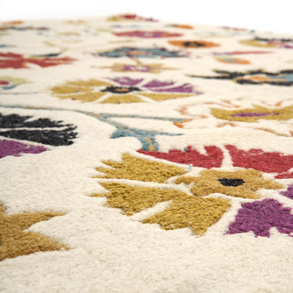 Modern Cream & Colorful Floral Rug
