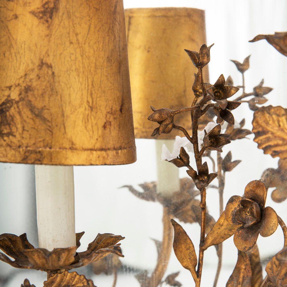 Gold Mirror with Lamps and Vines