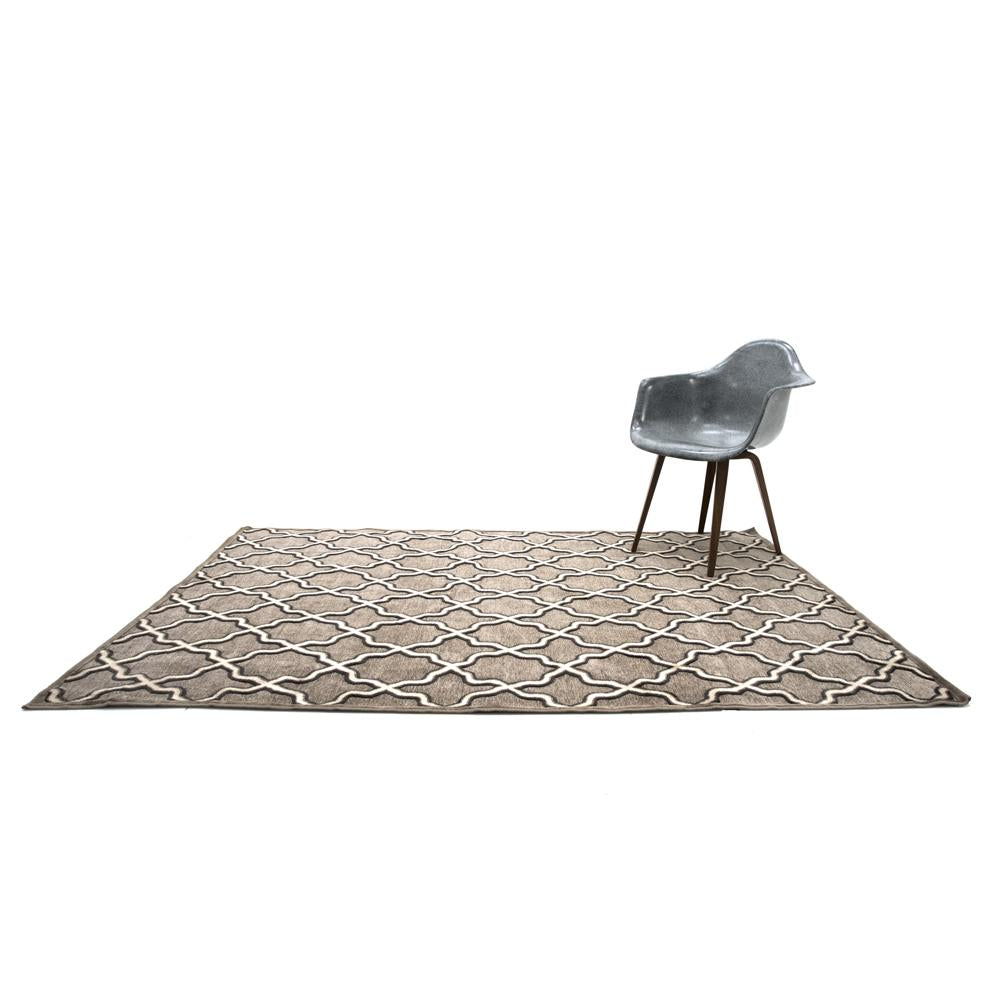 Grey Brown Patterned Traditional Rug