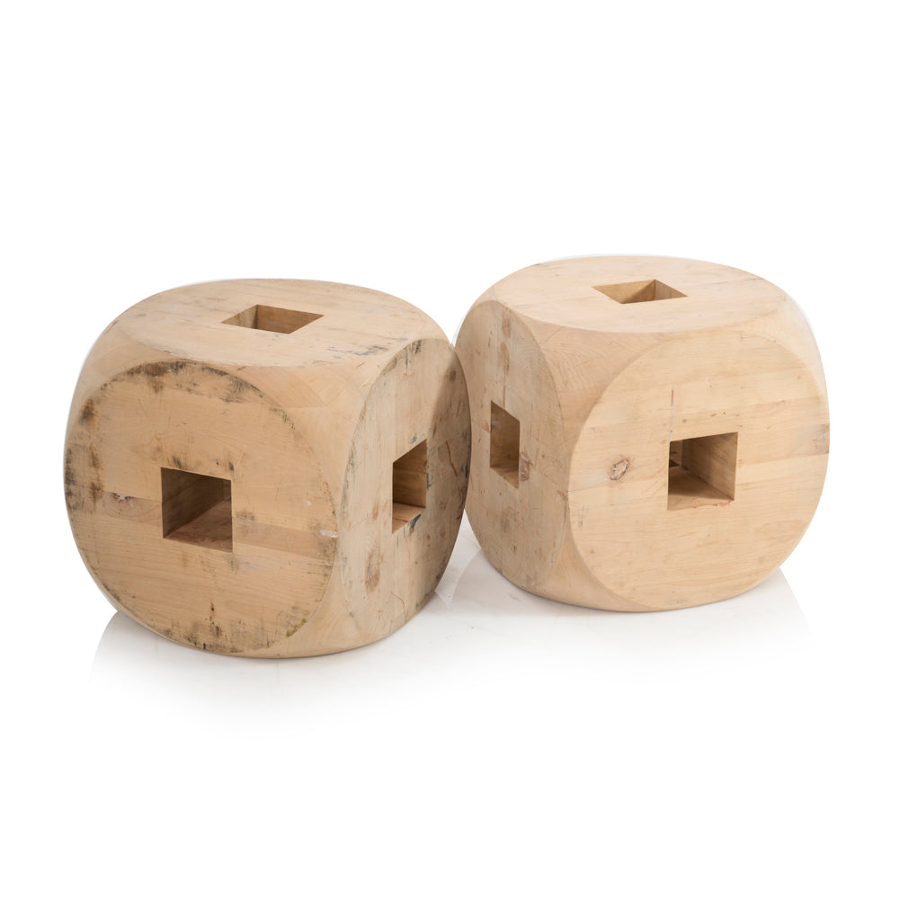 Oversize Wood Block End Table
