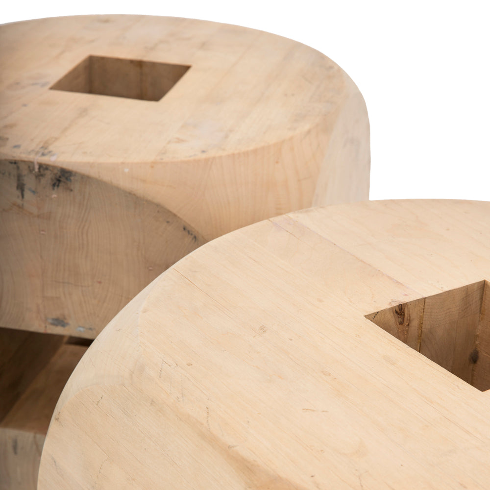 Oversize Wood Block End Table