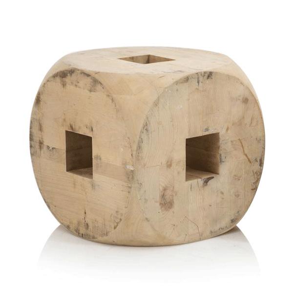 Oversize Wood Block End Table