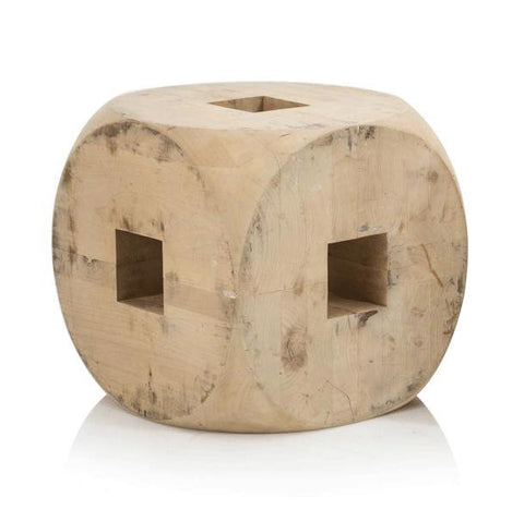 Oversize Wood Block End Table