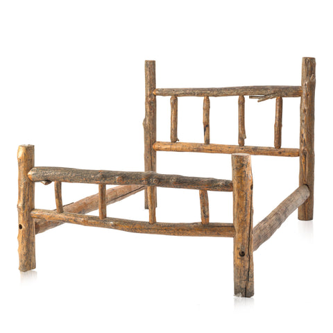 Wood Log Rustic Bed Frame