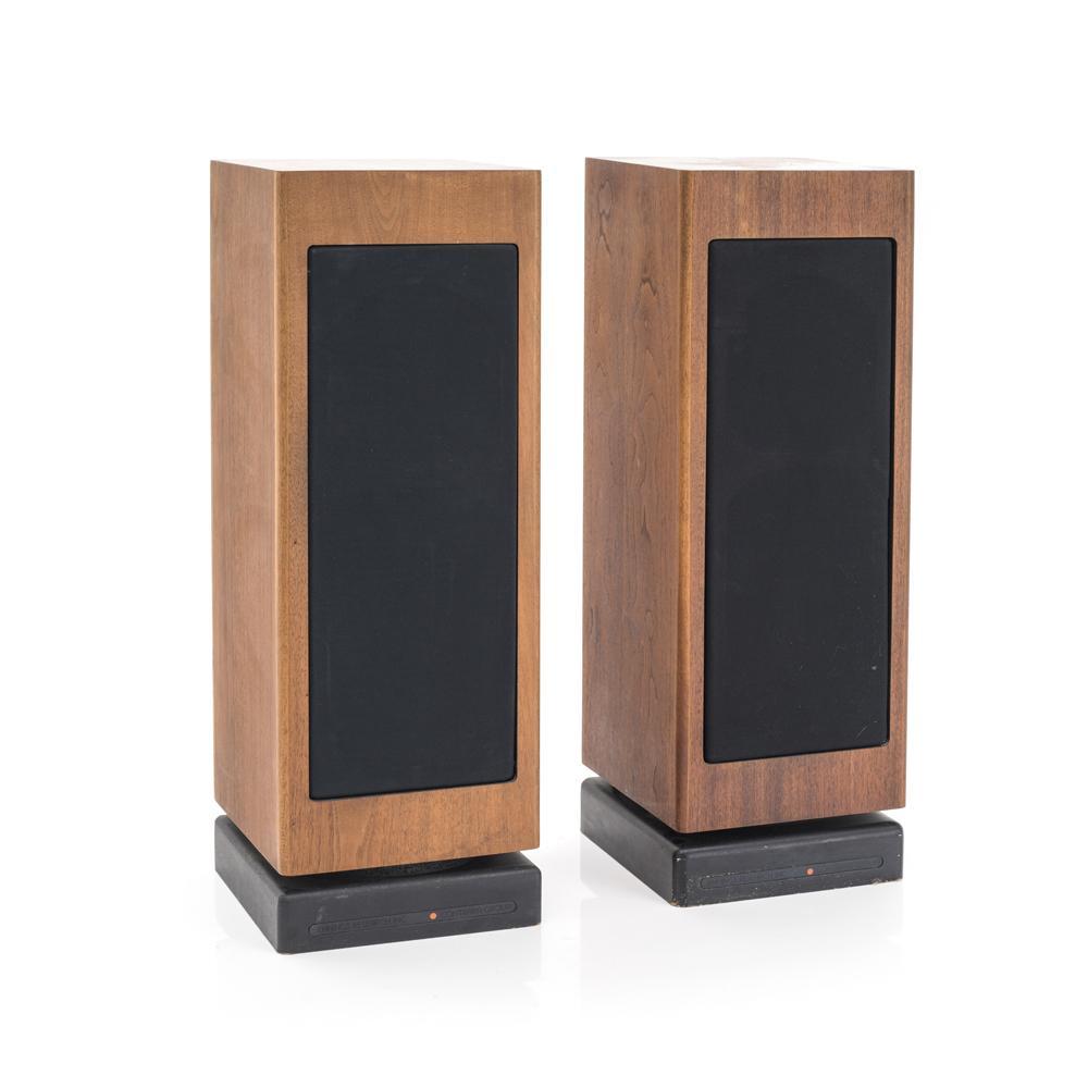 Tall Rectangular Wood + Black Speakers - set of 2