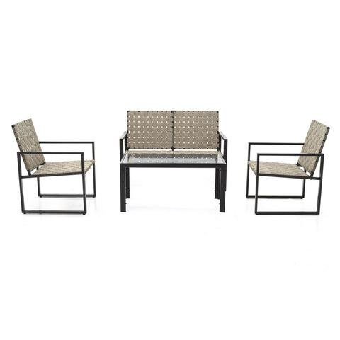 Beige and Black Modern Outdoor Seating Set