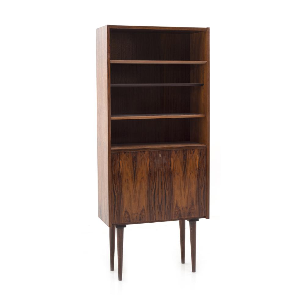 Skinny Wood Bookcase Cabinet with Tall Legs