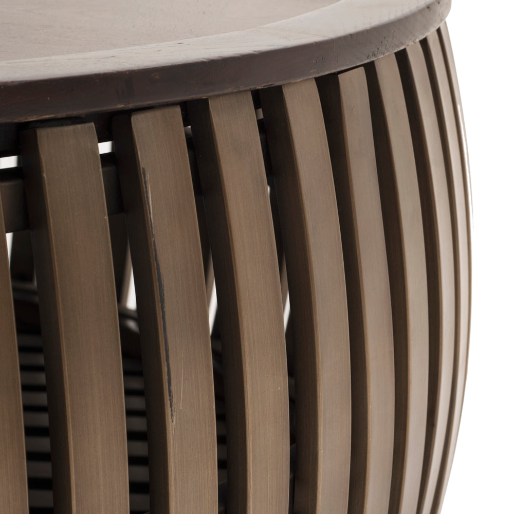Striped Brass Round Top Coffee Table
