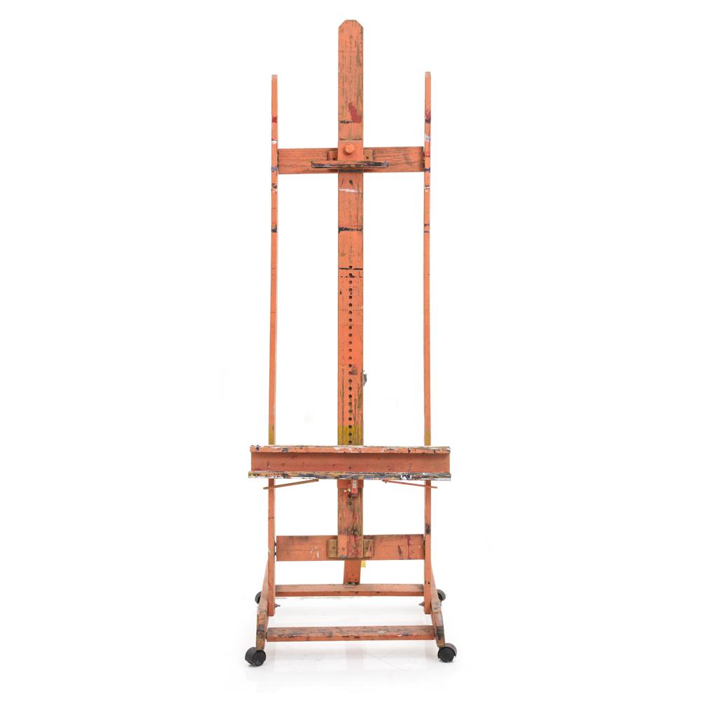 Large Orange Painted Wood Art Easel