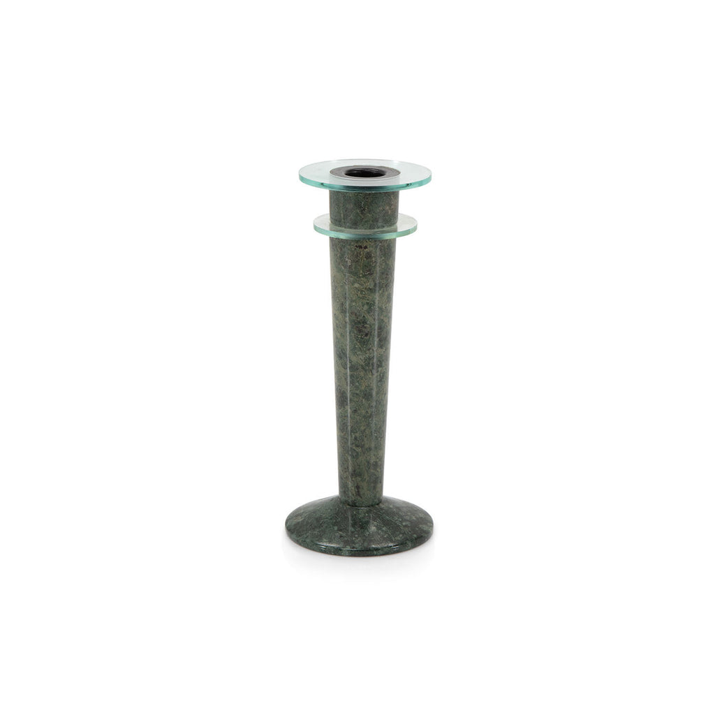 Green Granite Candle Holder Pair