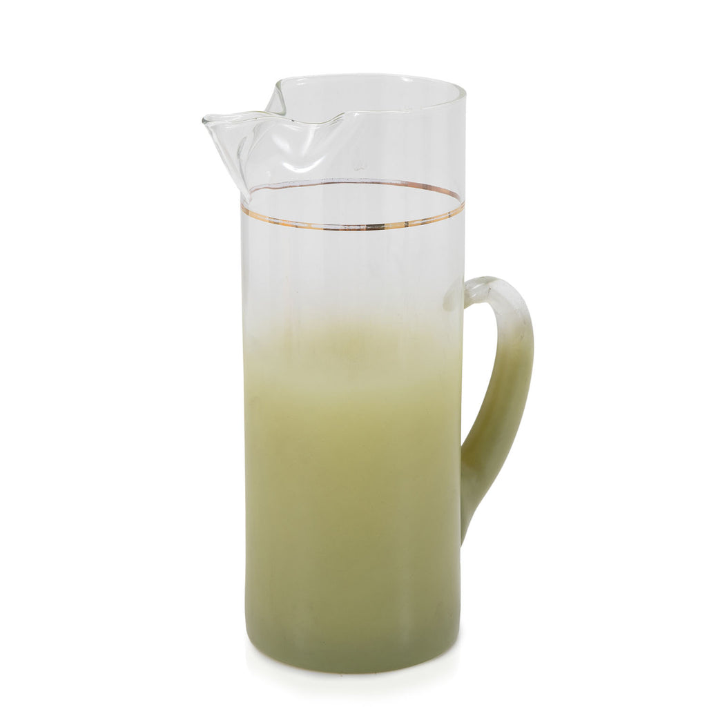 Muted Green Ombre Glass Pitcher